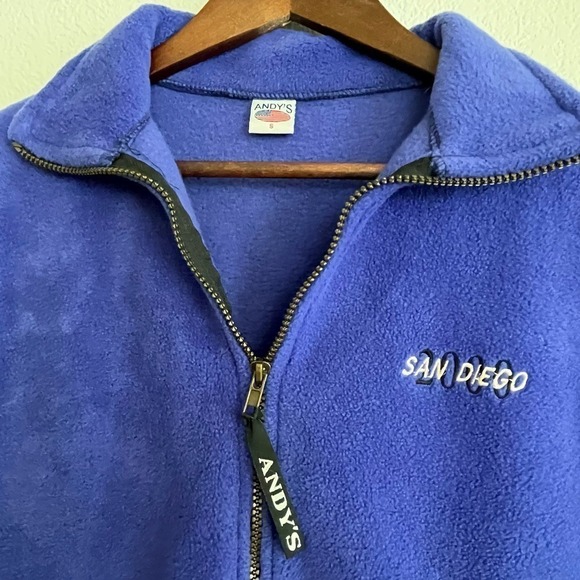 Vintage Fleece Vest San Diego 2000 Andy's Full Zip Blue Small - Picture 12 of 12